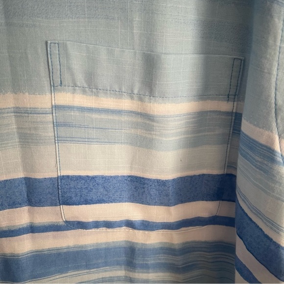 Izod Saltwater XXL Blue Relaxed Classics Button-Down Short Sleeve Shirt striped - Picture 4 of 8